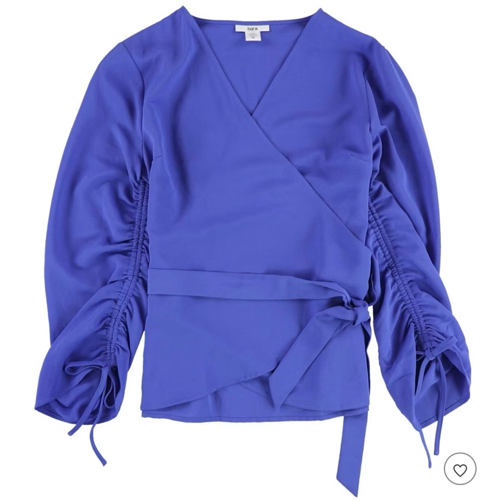 Bar Ill Ruched Wrap Blouse in cobaltglaze, XS